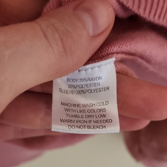 Pink Crew Neck Sweater with Sheer Sleeves - Picture 4 of 12